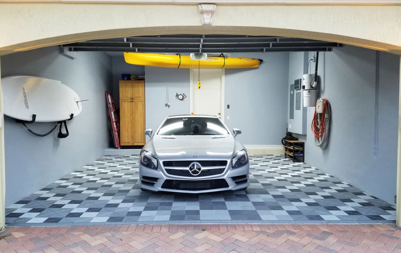 Garage floor tiles vs epoxy — PlaySport Courts modular tile system