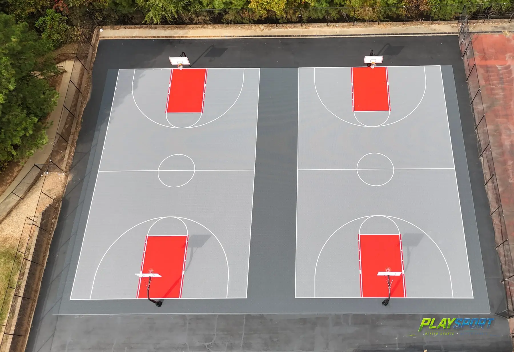 Modular backyard basketball and pickleball court installed by PlaySport Courts in Milton, GA near Alpharetta